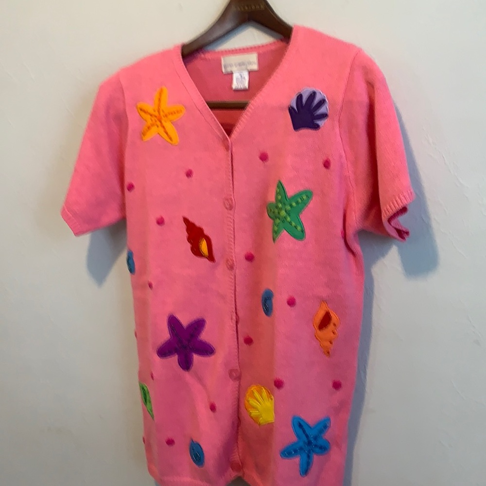 Susan Graver Style SS Sweater Size S Shoulder Pads